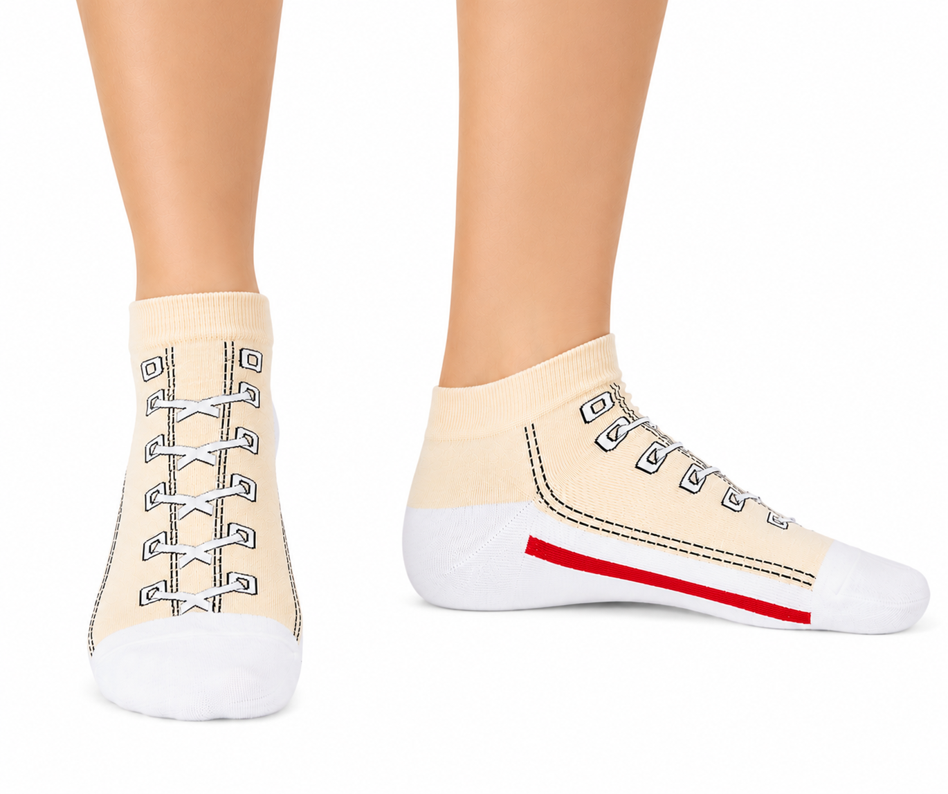 Cream Laced Shoe Socks