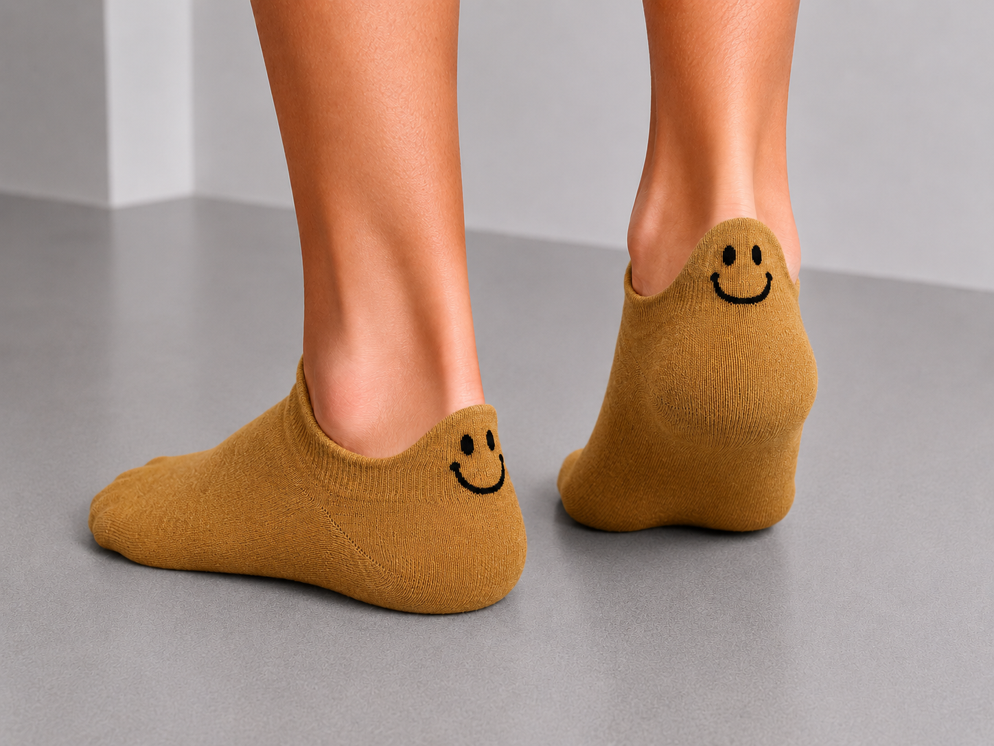 Brown Smiley Socks