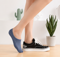 Cyan Striped Ankle Socks