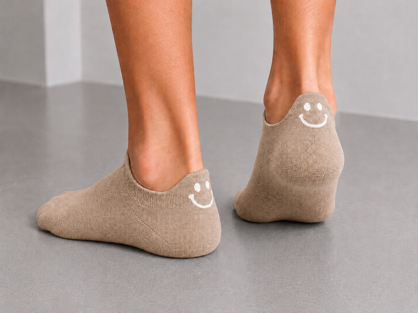 Light Brown Smiley Socks