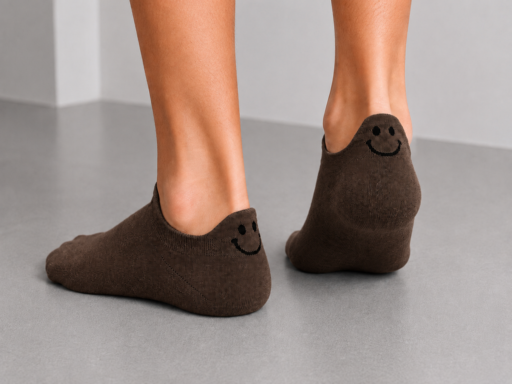 Dark Brown Smiley Socks