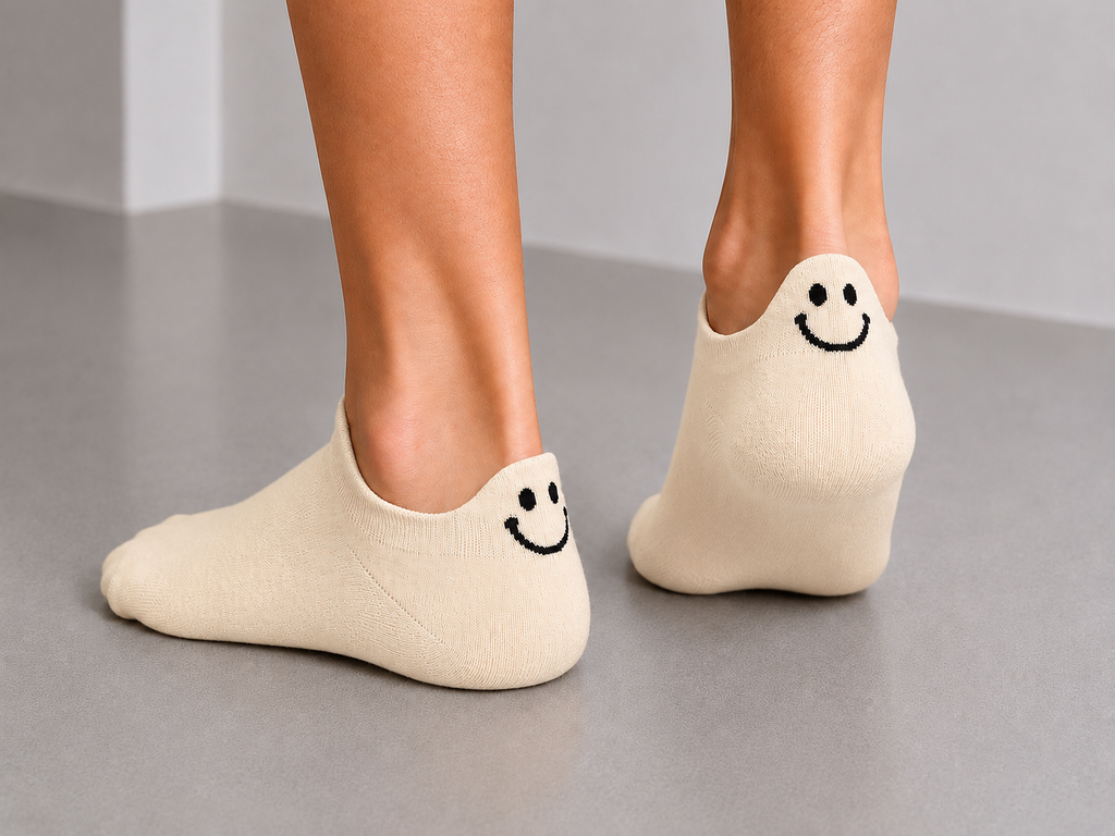 Cream Smiley Socks