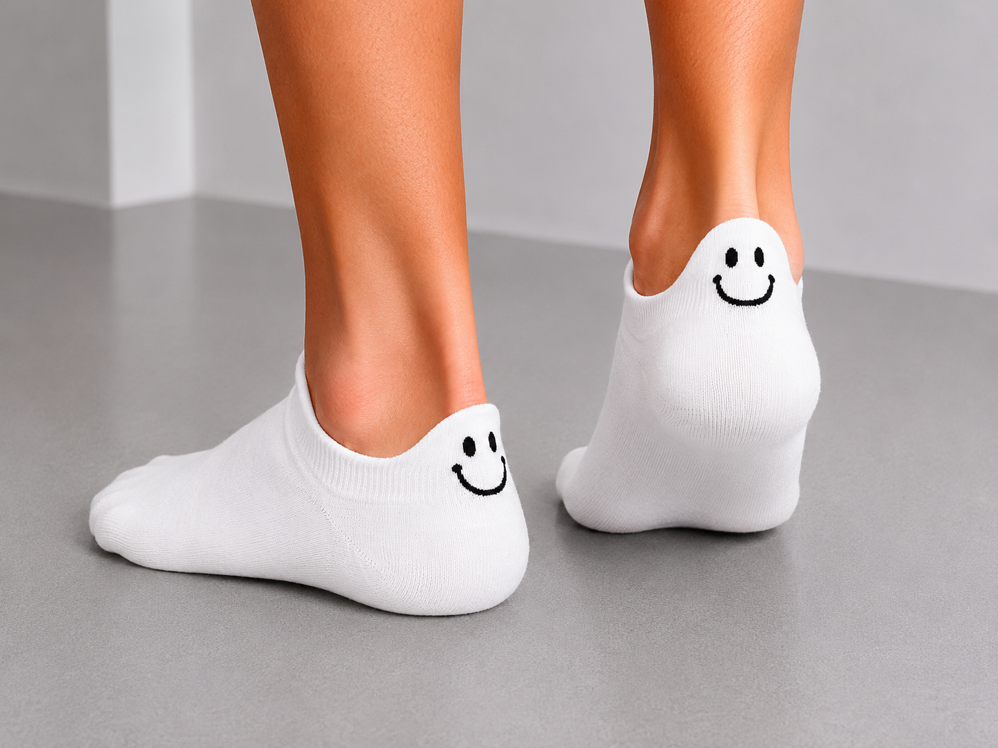 White Smiley Socks