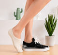 Cream Striped Ankle Socks
