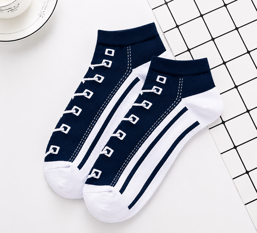 Navy Laced Shoe Socks