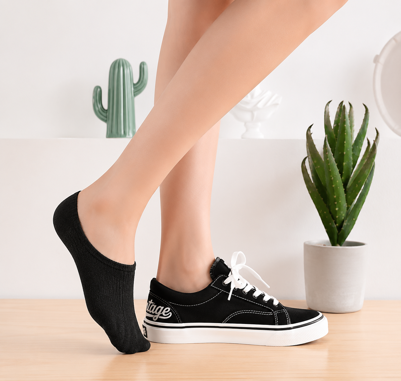 Black Striped Ankle Socks