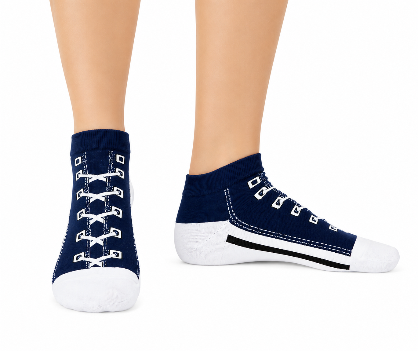 Navy Laced Shoe Socks